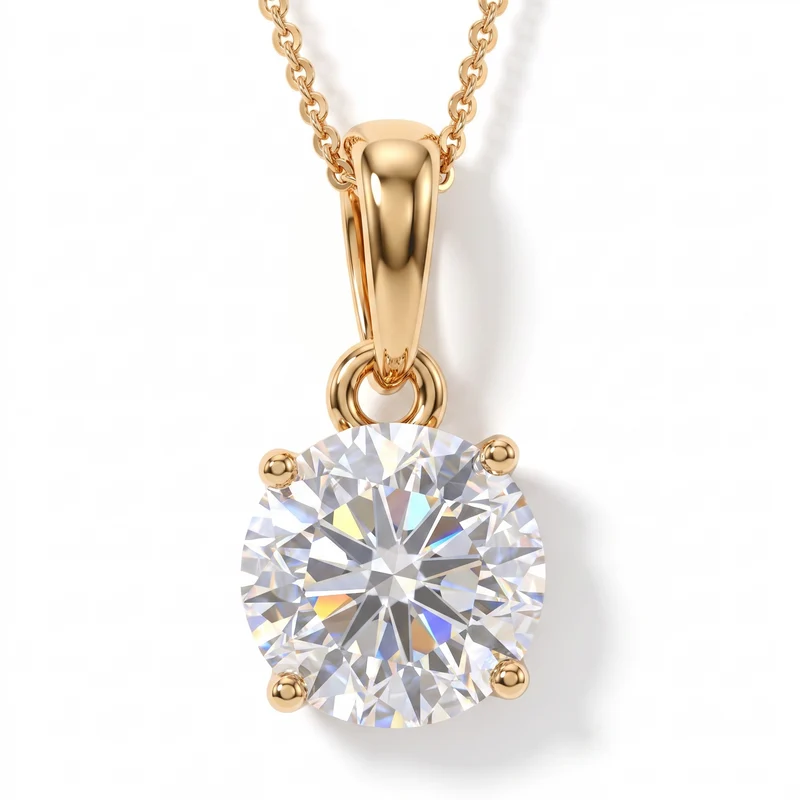 LUXURIANT DIAMOND - Lab Grown Diamant SI-GH, 375 Gelb Gold Anhänger mit 925 Silber Kette ca. 50 cm ca. 1.04 ct