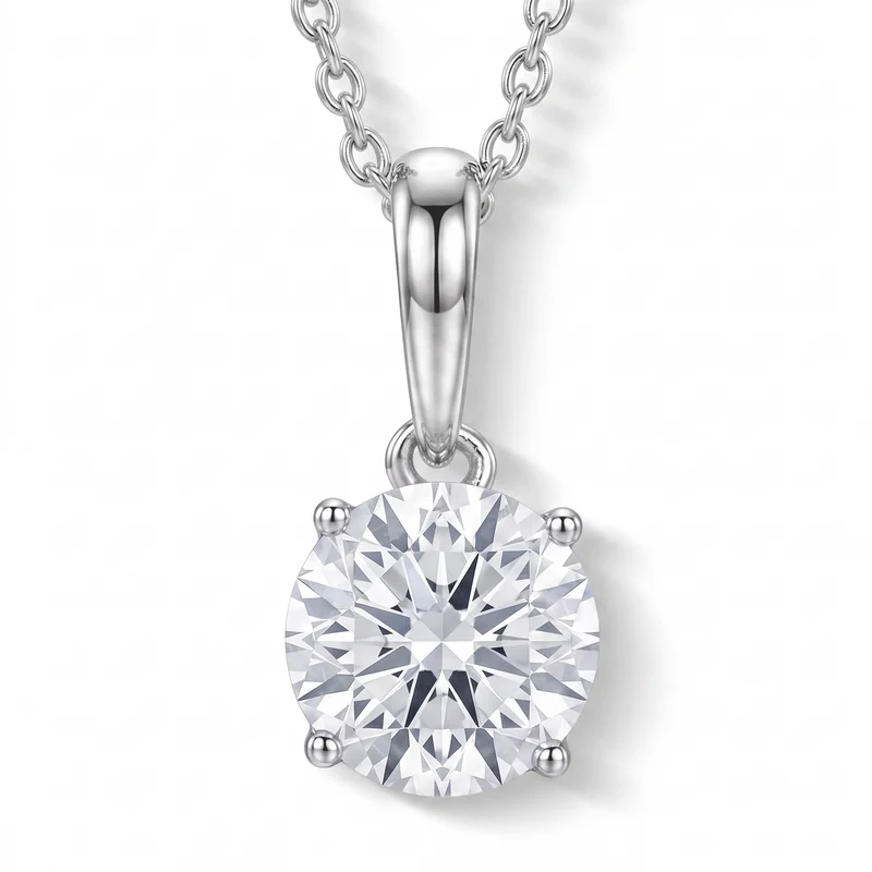 LUXURIANT DIAMOND - Lab Grown Diamant SI-GH,375 Weiß Gold Anhänger mit 925 Silber Kette ca. 50 cm ca. 1.04 ct