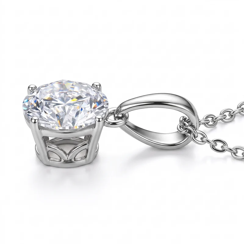 LUXURIANT DIAMOND - Lab Grown Diamant SI-GH,375 Weiß Gold Anhänger mit 925 Silber Kette ca. 50 cm ca. 1.04 ct