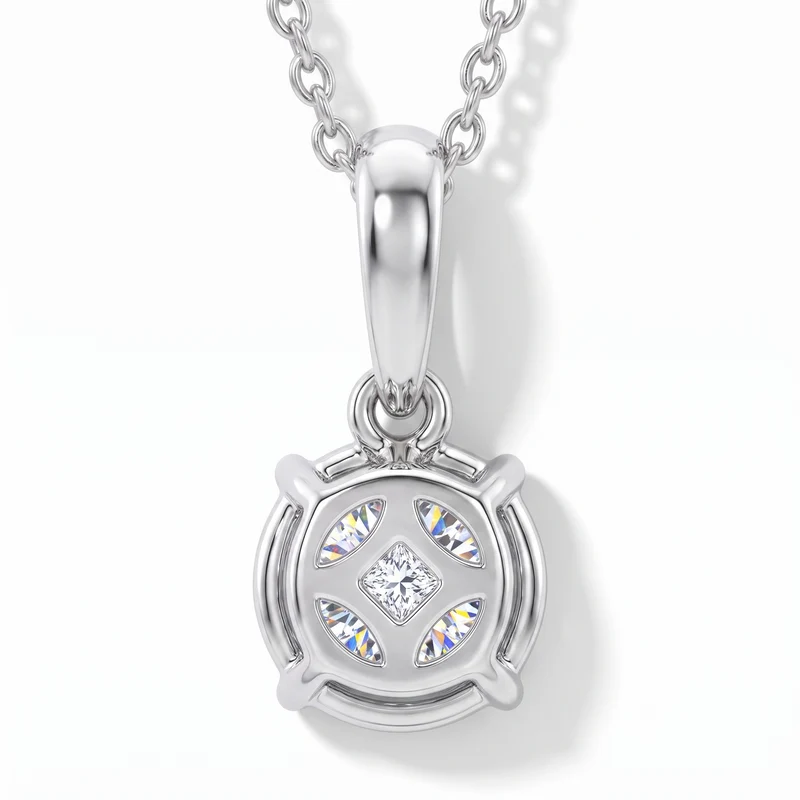 LUXURIANT DIAMOND - Lab Grown Diamant SI-GH,375 Weiß Gold Anhänger mit 925 Silber Kette ca. 50 cm ca. 1.04 ct