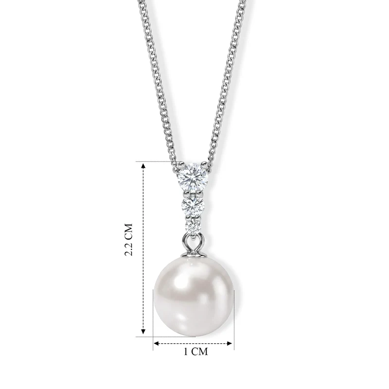 D'Joy Moissanit Anhänger mit Kette, (10-11 mm), ca. 45 cm 925 Silber Rhodiniert