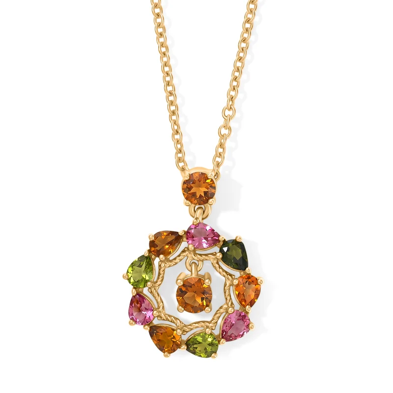 EVER TRUE AA Mehrfarbiger-Turmalin Anhänger mit Kette, ca. 50 cm ca. 1.91 ct