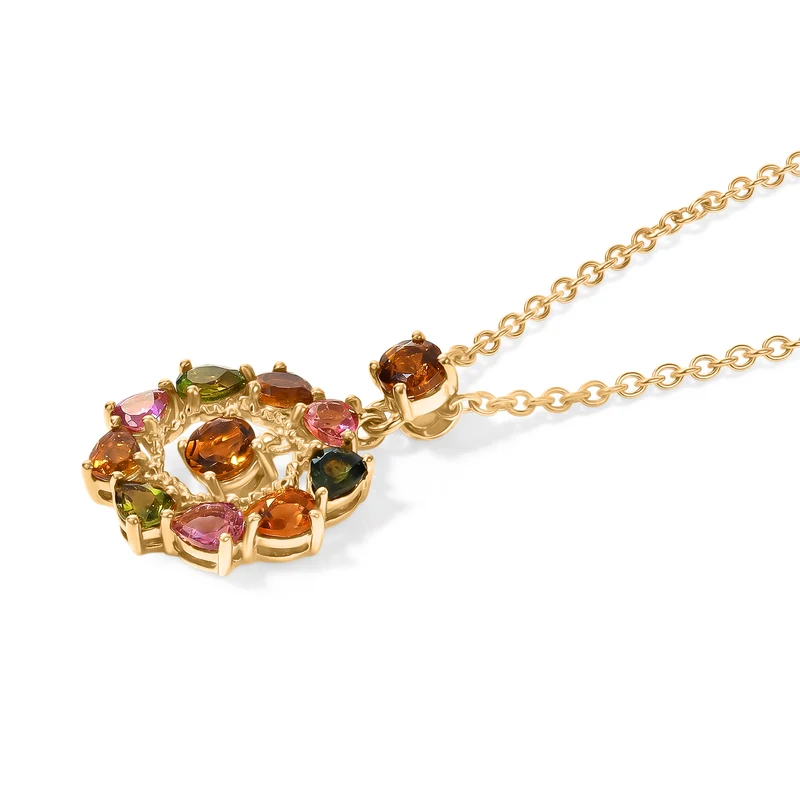 EVER TRUE AA Mehrfarbiger-Turmalin Anhänger mit Kette, ca. 50 cm ca. 1.91 ct