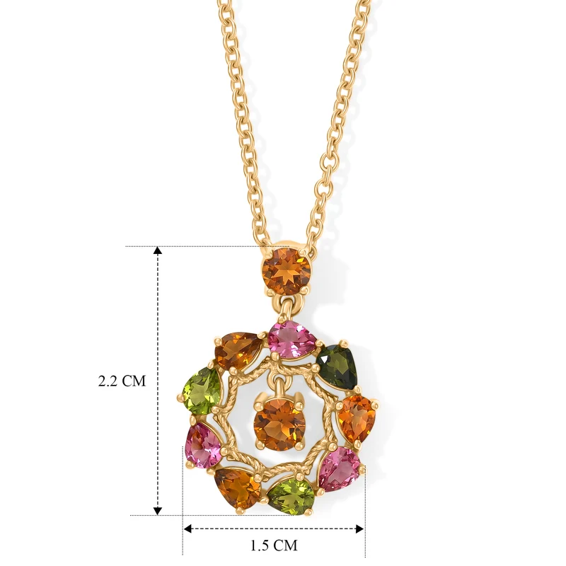 EVER TRUE AA Mehrfarbiger-Turmalin Anhänger mit Kette, ca. 50 cm ca. 1.91 ct
