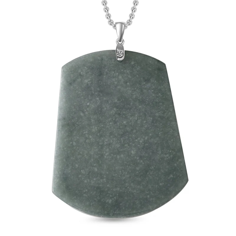 Natürlicher Olmek Jadeit Anhänger mit Kette, 925 Silber rhodiniert ca. 196.00 ct