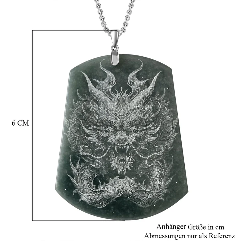 Natürlicher Olmek Jadeit Anhänger mit Kette, 925 Silber rhodiniert ca. 196.00 ct