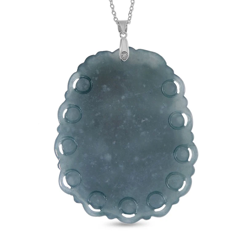 Natürlicher Olmek Jadeit Anhänger mit Kette, 925 Silber rhodiniert ca. 196.00 ct