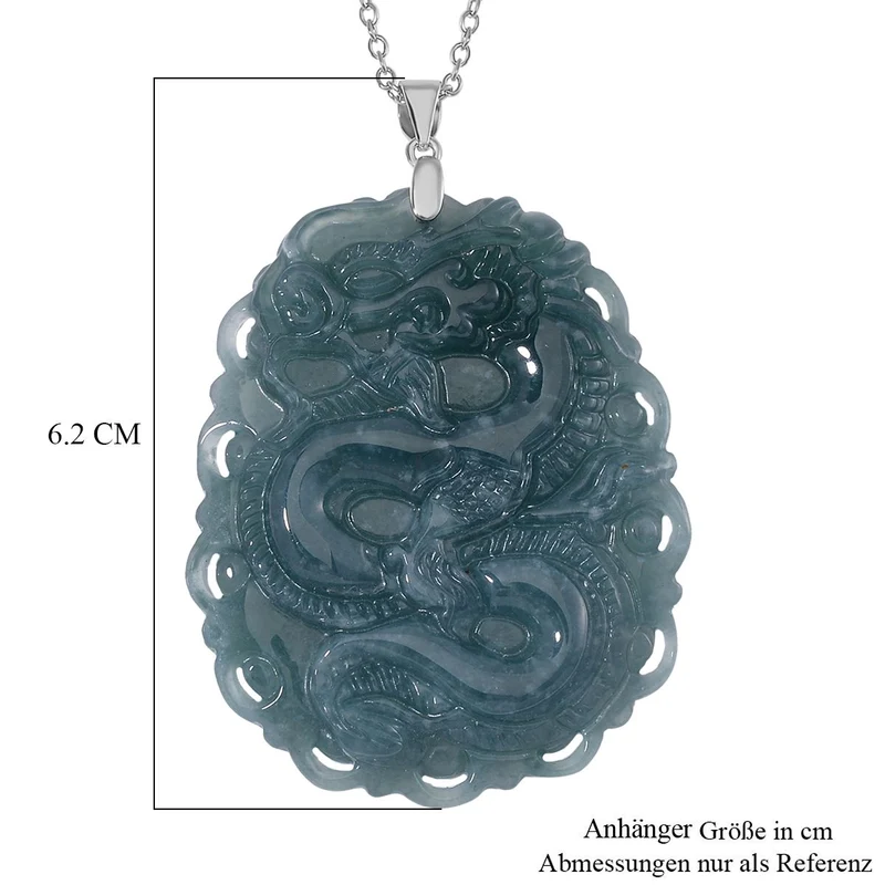 Natürlicher Olmek Jadeit Anhänger mit Kette, 925 Silber rhodiniert ca. 196.00 ct