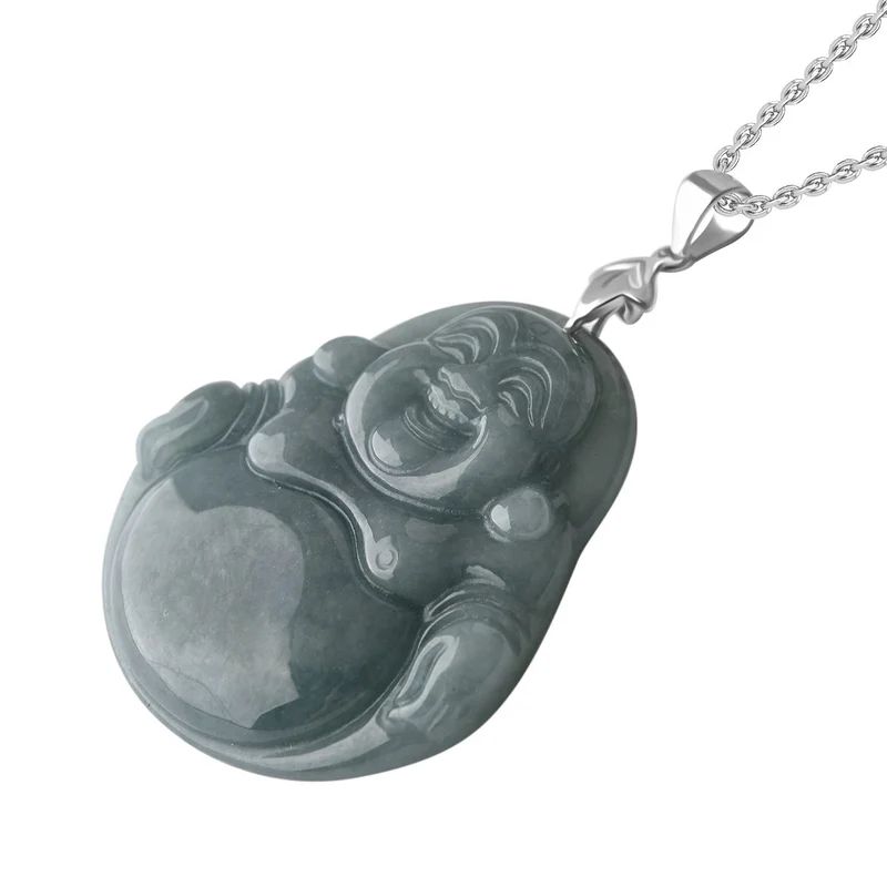 Natürlicher Olmek Jadeit Anhänger mit Kette, 925 Silber rhodiniert ca. 196.00 ct