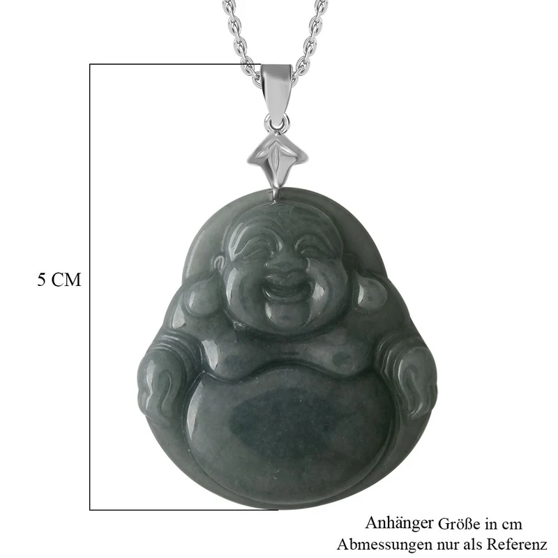 Natürlicher Olmek Jadeit Anhänger mit Kette, 925 Silber rhodiniert ca. 196.00 ct