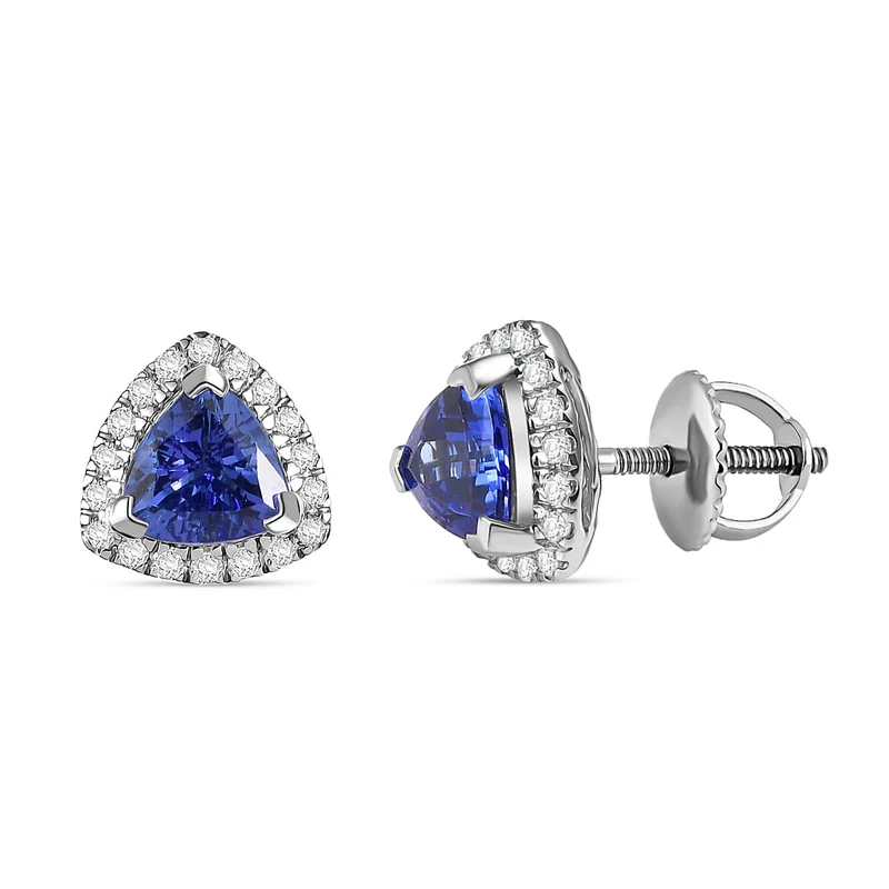 Rhapsody AAAA Tansanit, Weißer Diamant AGI zertifiziert Ohrringe 950 Platin (10-15 Werktage Lieferzeit) ca. 2.30 ct
