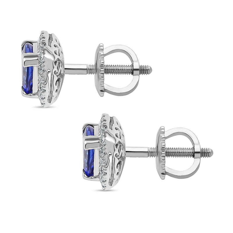 Rhapsody AAAA Tansanit, Weißer Diamant AGI zertifiziert Ohrringe 950 Platin (10-15 Werktage Lieferzeit) ca. 2.30 ct