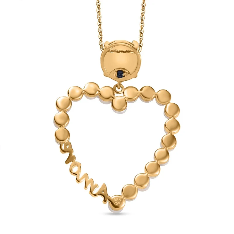 GP Amore Kollektion - Süßwasserperle und blauer Saphir Anhänger mit 45cm Kette, 925 Silber Gelbgold Vermeil