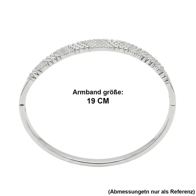Weißer Zirkonia Armreif ca. 19 cm Nickelfreies Messing, Silbefarben, 4.00 ct