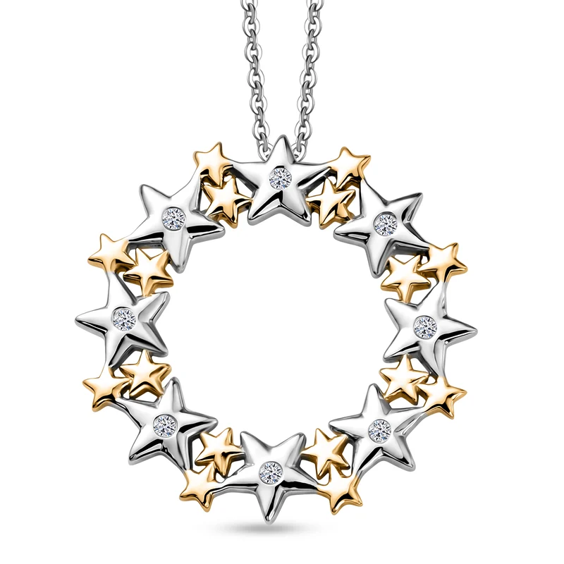 LUXURIANT DIAMOND - Lab Grown Diamant SI-GH Schmuckset ca. 50 cm 925 Silber Rhodiniert, 925 Silber Rhodiniert und 750 Gelbgold Vermeil ca. 0.06 ct