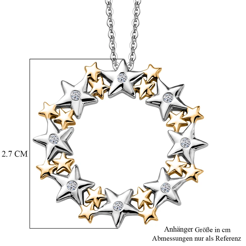 LUXURIANT DIAMOND - Lab Grown Diamant SI-GH Schmuckset ca. 50 cm 925 Silber Rhodiniert, 925 Silber Rhodiniert und 750 Gelbgold Vermeil ca. 0.06 ct