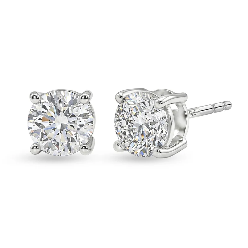 LUXURIANT 2,11 ct. 100 Facetten GH Labor Diamant Ohrringe, 925 Silber rhodiniert