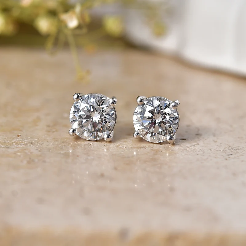 LUXURIANT 2,11 ct. 100 Facetten GH Labor Diamant Ohrringe, 925 Silber rhodiniert