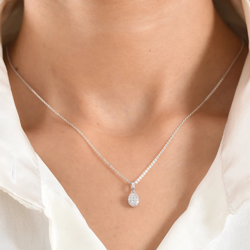 LUXURIANT DIAMOND - Lab Grown Diamant SI-GH Schmuckset ca. 50 cm 925 Silber Rhodiniert ca. 0.15 ct