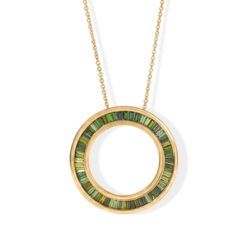 D'Joy Grüner Diamant Schmuckset ca. 50 cm 925 Silber 750 Gelbgold vermeil ca. 1.00 ct