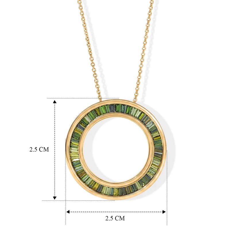D'Joy Grüner Diamant Schmuckset ca. 50 cm 925 Silber 750 Gelbgold vermeil ca. 1.00 ct