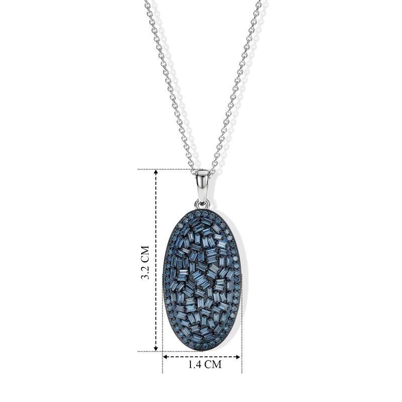 D'Joy Blauer Diamant (IR) Anhänger mit Kette, ca. 50 cm 925 Silber Rhodiniert ca. 0.97 ct