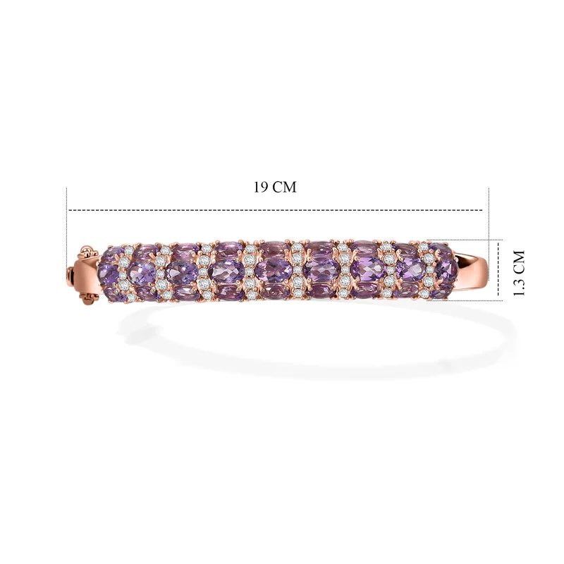EverTrue Rose De France Amethyst und Zirkon 19cm Half-Eternity-Armreif, Messing rosévergoldet - 8,95 ct.
