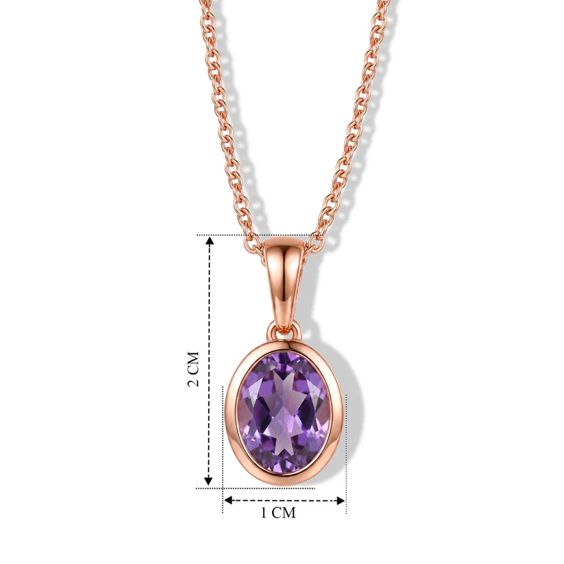 EVER TRUE Rose De France Amethyst Schmuckset ca. 50 cm 950 Kupfer Rosévergoldet und Edelstahl Rosévergoldet ca. 1,64 ct.