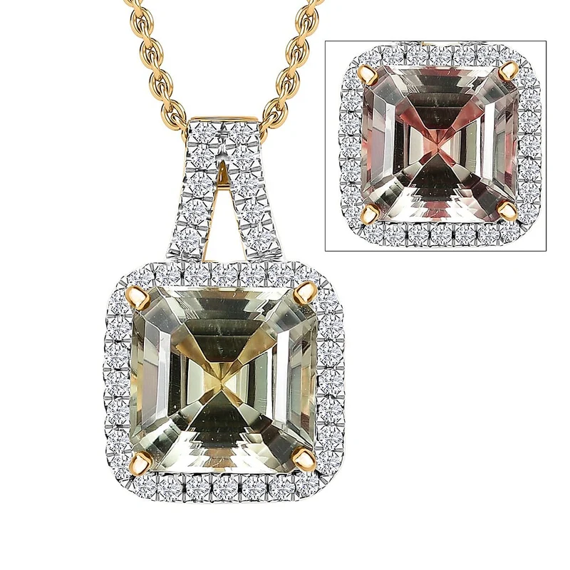 LUXORO AAA Turkizit, Weißer Diamant AGI zertifiziert Schmuckset (10-15 Werktage Lieferzeit) ca. 50 cm 585 Gold ca. 3.78 ct