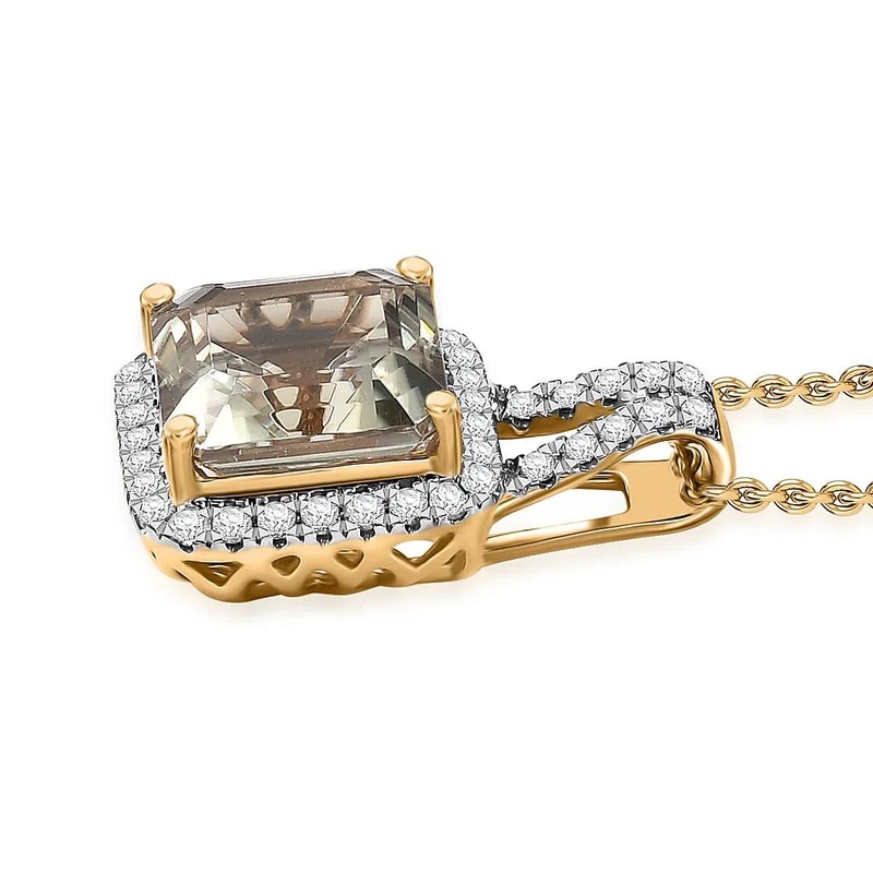 LUXORO AAA Turkizit, Weißer Diamant AGI zertifiziert Schmuckset (10-15 Werktage Lieferzeit) ca. 50 cm 585 Gold ca. 3.78 ct