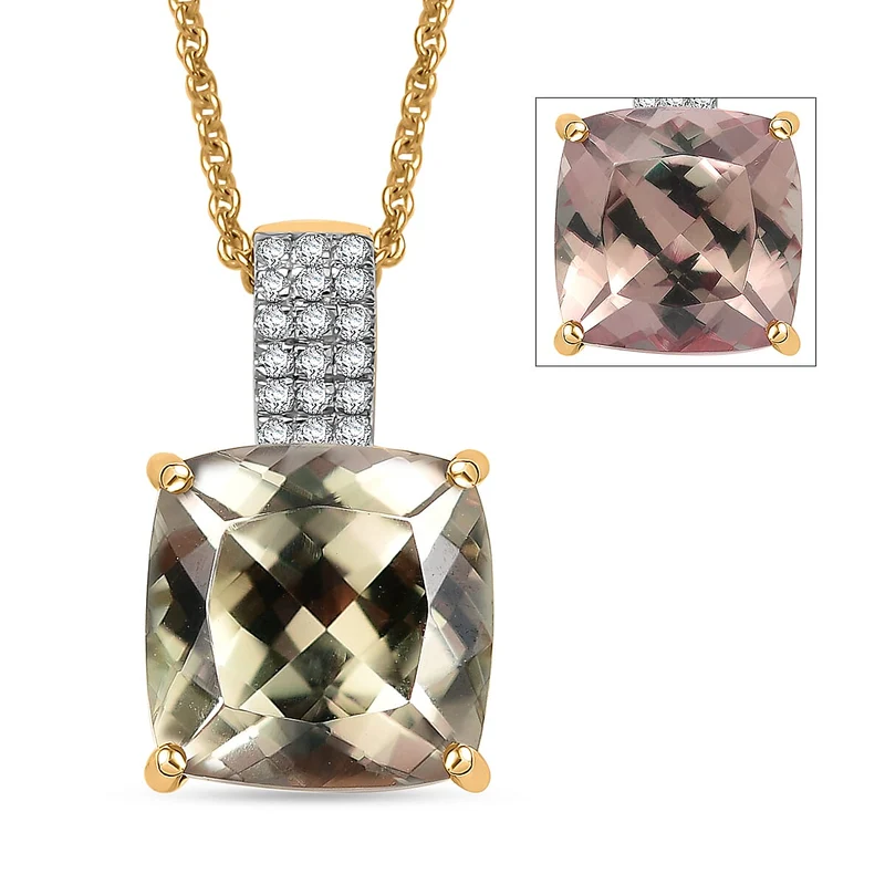 LUXORO AAA Turkizit, Weißer Diamant AGI zertifiziert Schmuckset (10-15 Werktage Lieferzeit) ca. 50 cm 585 Gold ca. 5.04 ct