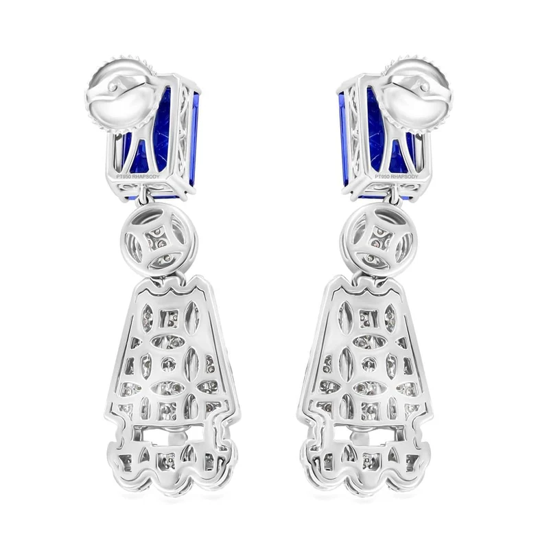 CHAIRMAN VAULT COLLECTION - AAAA Tansanit, Weißer Diamant AGI zertifiziert Ohrringe, zertifiziert und geprüft, 950 Platin (10-15 Werktage Lieferzeit) ca. 25.47 ct