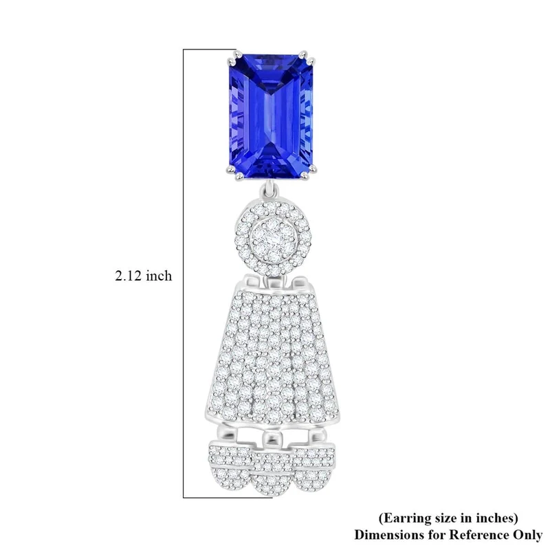 CHAIRMAN VAULT COLLECTION - AAAA Tansanit, Weißer Diamant AGI zertifiziert Ohrringe, zertifiziert und geprüft, 950 Platin (10-15 Werktage Lieferzeit) ca. 25.47 ct