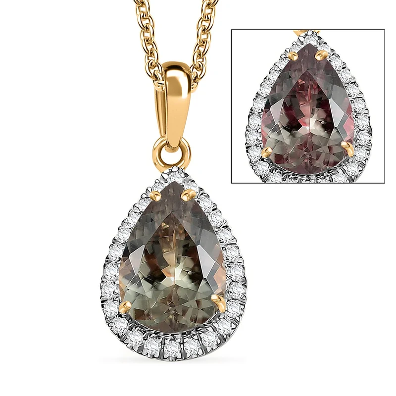 LUXORO AAA Turkizit, Weißer Diamant AGI zertifiziert Schmuckset (10-15 Werktage Lieferzeit) ca. 50 cm 585 Gold ca. 2.55 ct