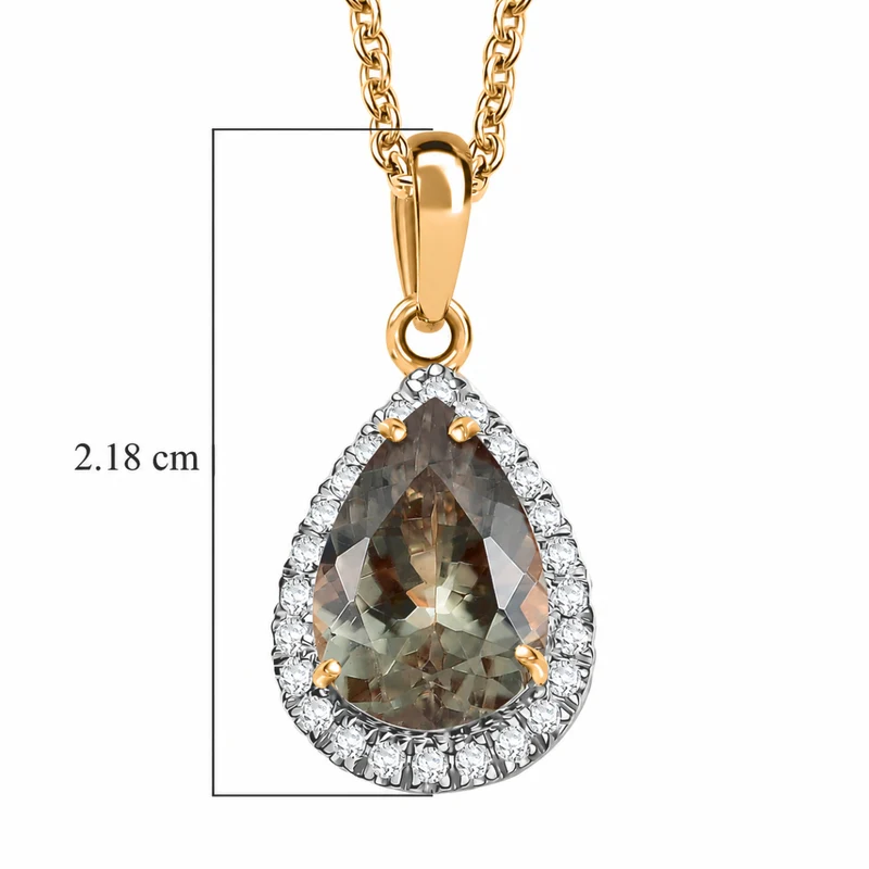 LUXORO AAA Turkizit, Weißer Diamant AGI zertifiziert Schmuckset (10-15 Werktage Lieferzeit) ca. 50 cm 585 Gold ca. 2.55 ct