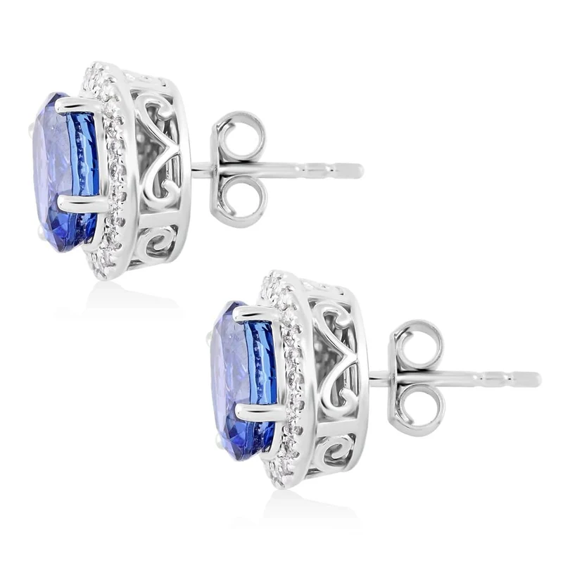 LUXORO AAA Tansanit, Weißer Diamant AGI zertifiziert Ohrringe 585 Gold (10-15 Werktage Lieferzeit) ca. 3.75 ct