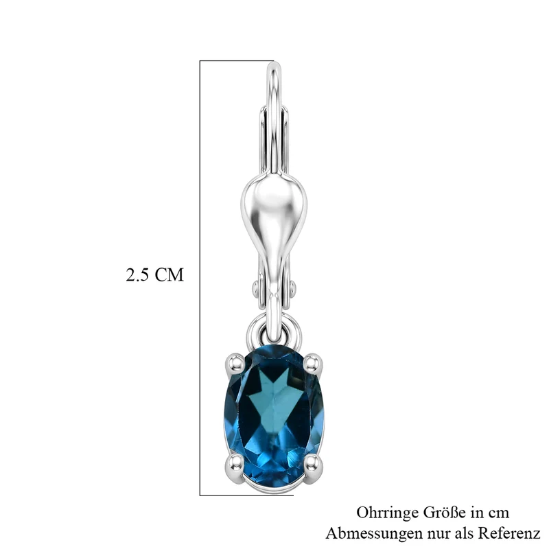 D'Joy London Blau Topas Ohrringe 925 Silber Rhodiniert ca. 1,96 ct.