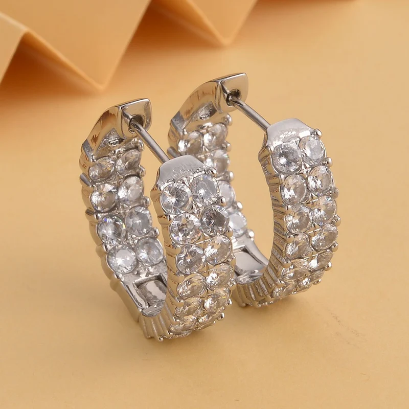 Weiße Kristall Ohrringe, 316L Edelstahl 10.00 ct