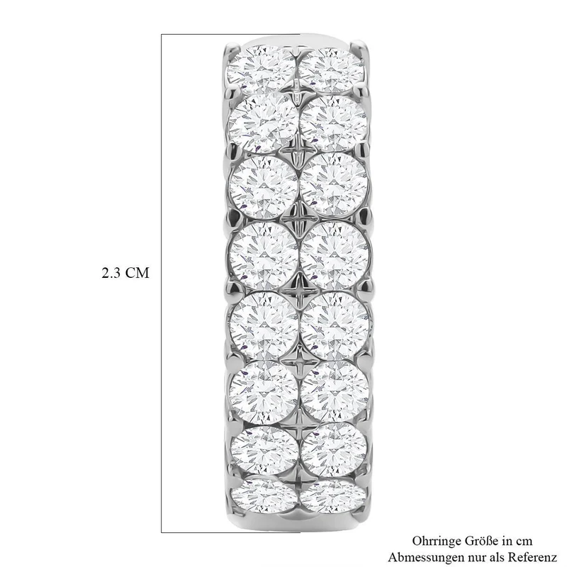 Weiße Kristall Ohrringe, 316L Edelstahl 10.00 ct
