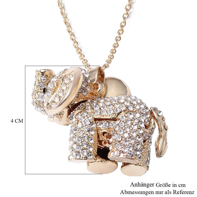 Kristall Elefant-Anhänger mit Kette, ca. 60 cm, Silberfarben
