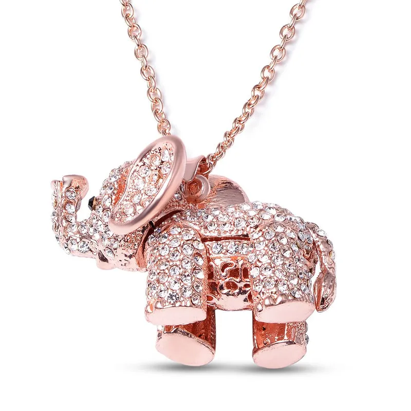 Kristall Elefant-Anhänger mit Kette, ca. 60 cm, Silberfarben