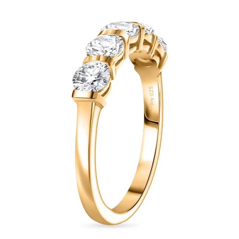 2er Set - Moissanit Anhänger und Ring, 925 Silber vergoldet, Größe (20.00), ca. 2,26 ct.