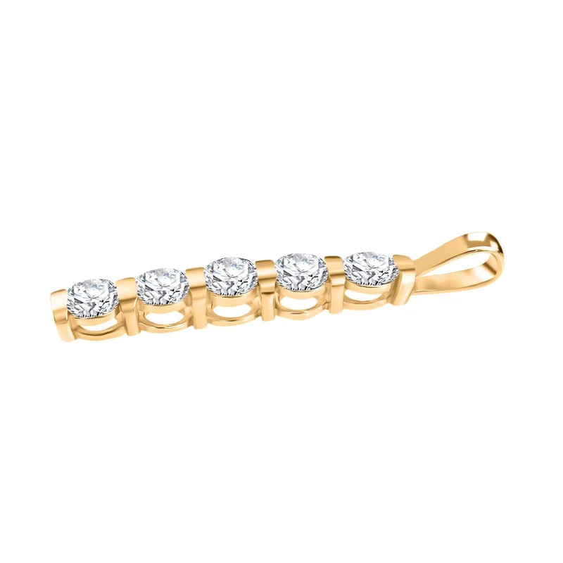 2er Set - Moissanit Anhänger und Ring, 925 Silber vergoldet, Größe (20.00), ca. 2,26 ct.