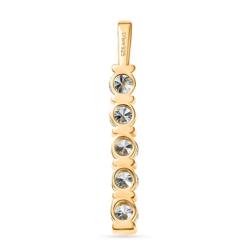 2er Set - Moissanit Anhänger und Ring, 925 Silber vergoldet, Größe (20.00), ca. 2,26 ct.