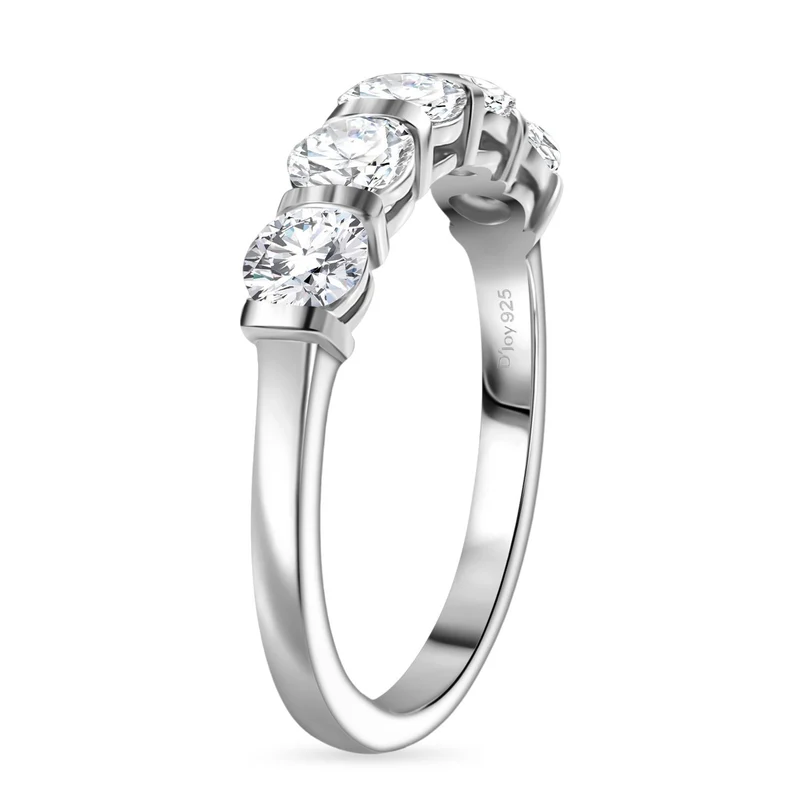 2er Set - Moissanit Anhänger und Ring, 925 Silber vergoldet, Größe (20.00), ca. 2,26 ct.