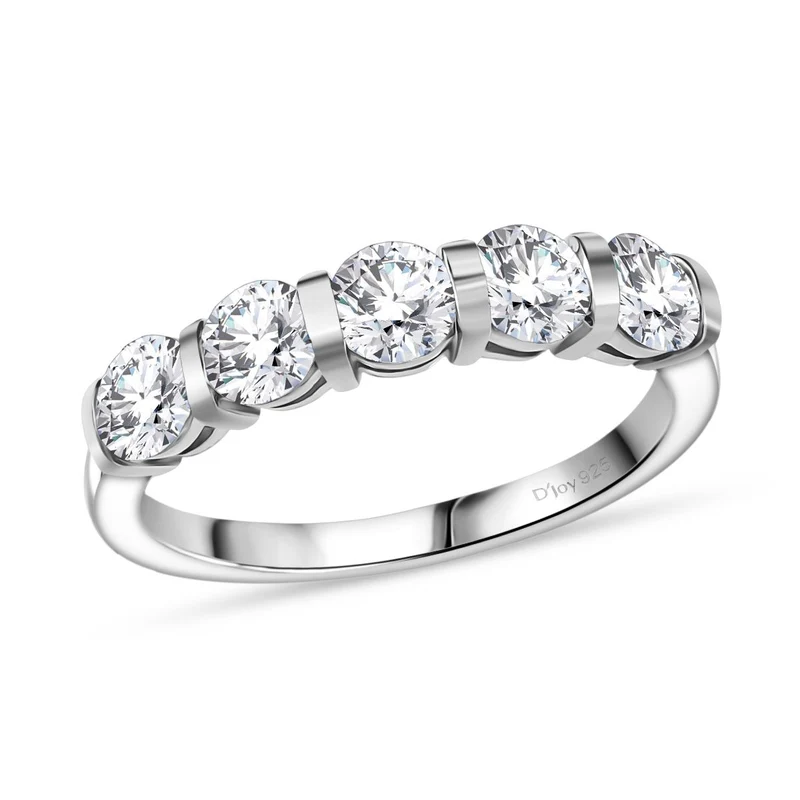 2er Set - Moissanit Anhänger und Ring, 925 Silber vergoldet, Größe (20.00), ca. 2,26 ct.