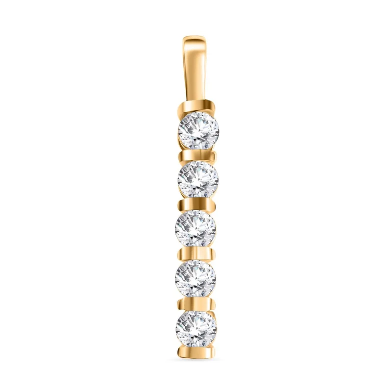 2er Set - Moissanit Anhänger und Ring, 925 Silber vergoldet, Größe (20.00), ca. 2,26 ct.