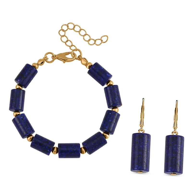 Gelbes Tigerauge Schmuckset Legierung Standard gelb vergoldet ca. 91,40 ct.