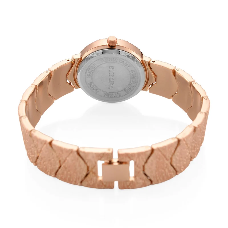 STRADA - Japanisches Uhrwerk, Burgunder Zifferblatt mit goldplattiertem Alloy Armband, 20 cm