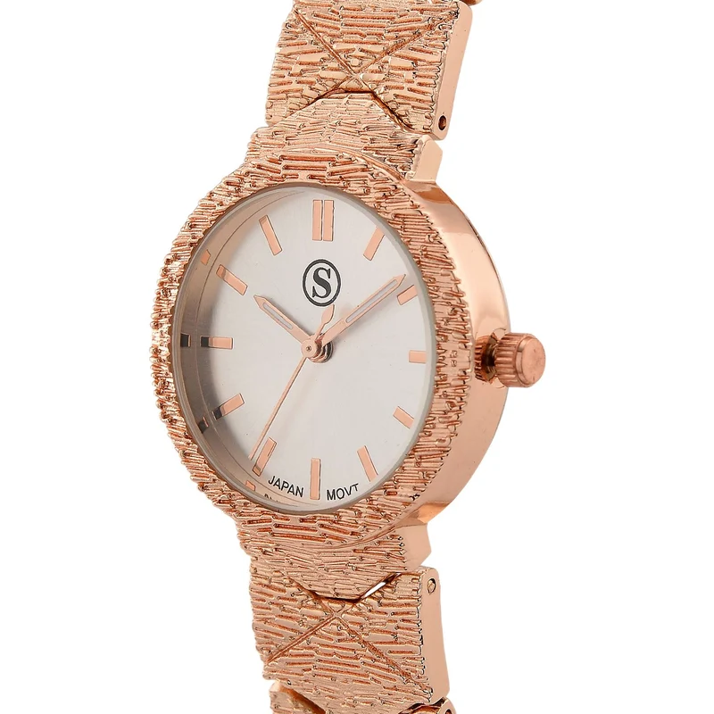 STRADA - Japanisches Uhrwerk, Burgunder Zifferblatt mit goldplattiertem Alloy Armband, 20 cm